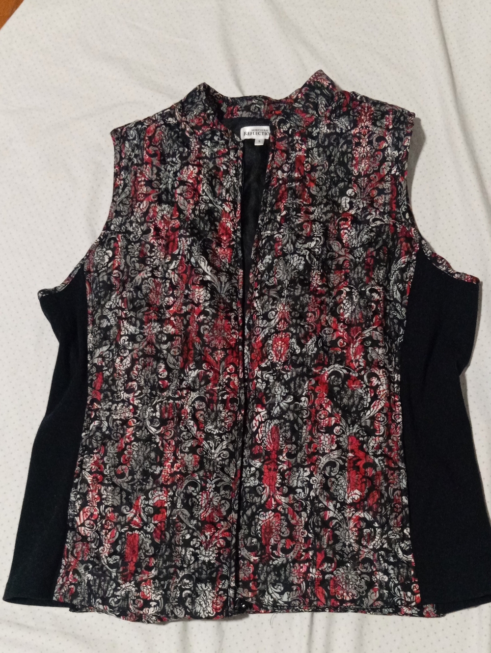 Alfred Dunner Women's Red and Black Quilted Vest